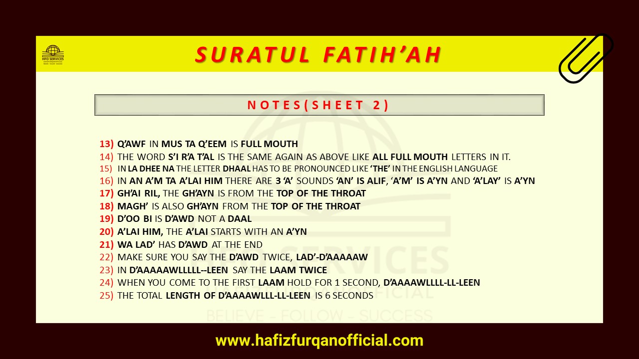Suratul Fatihah Notes 02